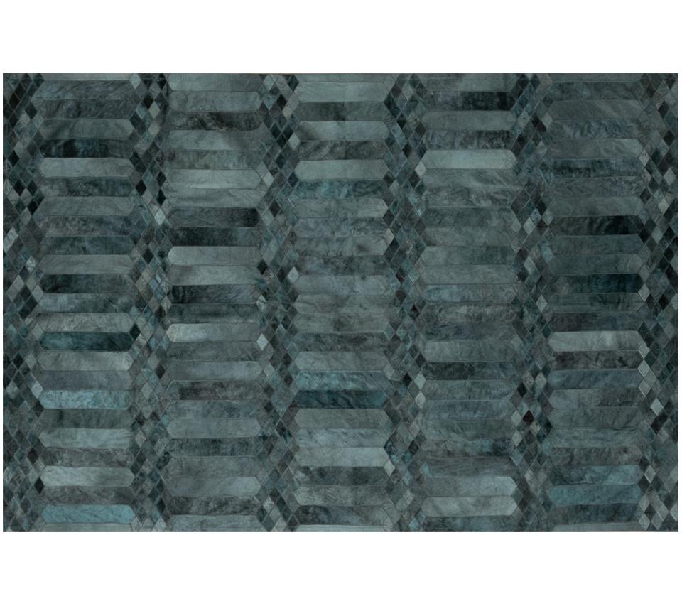 Teal, Alfombra de cuero de vaca Largo personalizable inspirada en el art déco X-Grande en venta 1