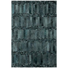 Teal, Art Deco Inspired Customizable Largo Teal Cowhide Area Floor Rug X-Large