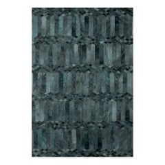 Teal, Art-Déco-inspirierter, anpassbarer Largo Teal-Bodenteppich aus Rindsleder XX-Groß