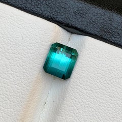 Teal Bicolor Natural Tourmaline 1.89 Carat Emerald Cut Loose Gemstone for Ring