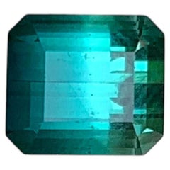 Teal Bicolor Natural Tourmaline 1.89 Carat Emerald Cut Loose Gemstone for Ring