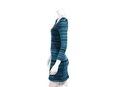 Teal & Black Prabal Gurung Striped Knit Dress