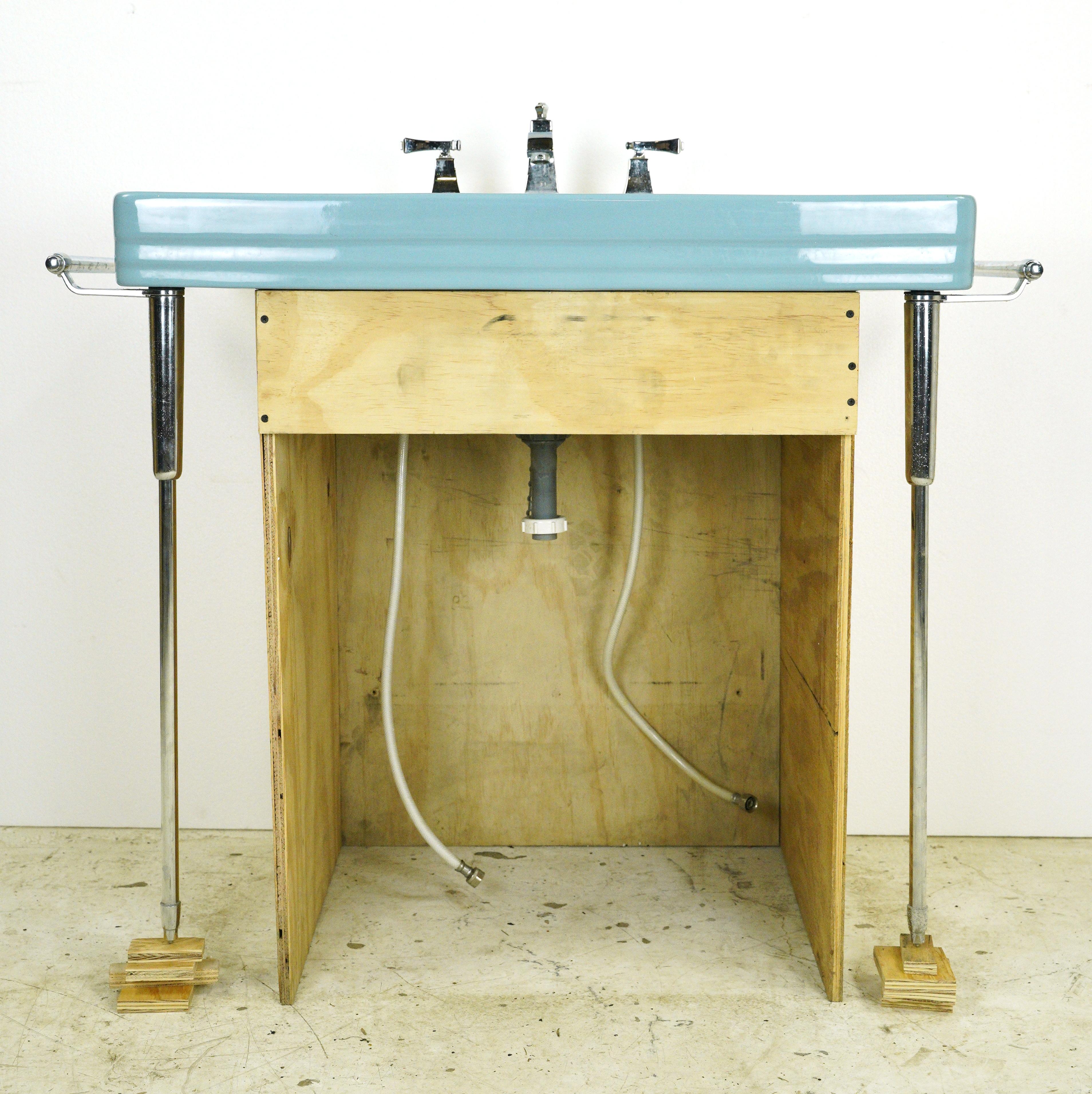 Mid-Century Modern Éviers de salle de bains américains standard bleu sarcelle