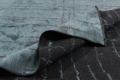 Tappeto di lusso morbido e semipieno con motivi contemporanei blu e grigi