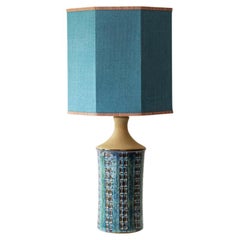 Lámpara de mesa de cerámica azul turquesa, pantalla de R. Houben, 1970