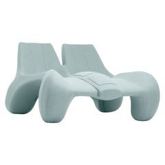 Teal Blue Double Chaise Longue couch DC 112 felt, Color 813 Divina Melange 3