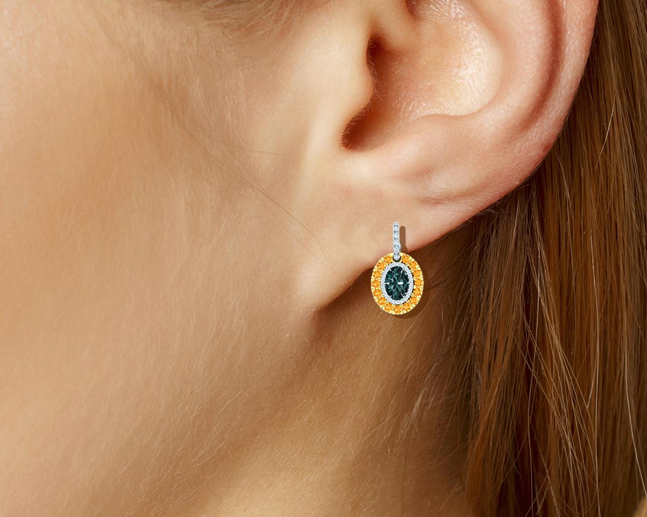 blue green sapphire earrings