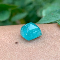 Teal Blue Tourmaline Sugarloaf Cabochon Gem Reminiscent of Fine Paraiba Color