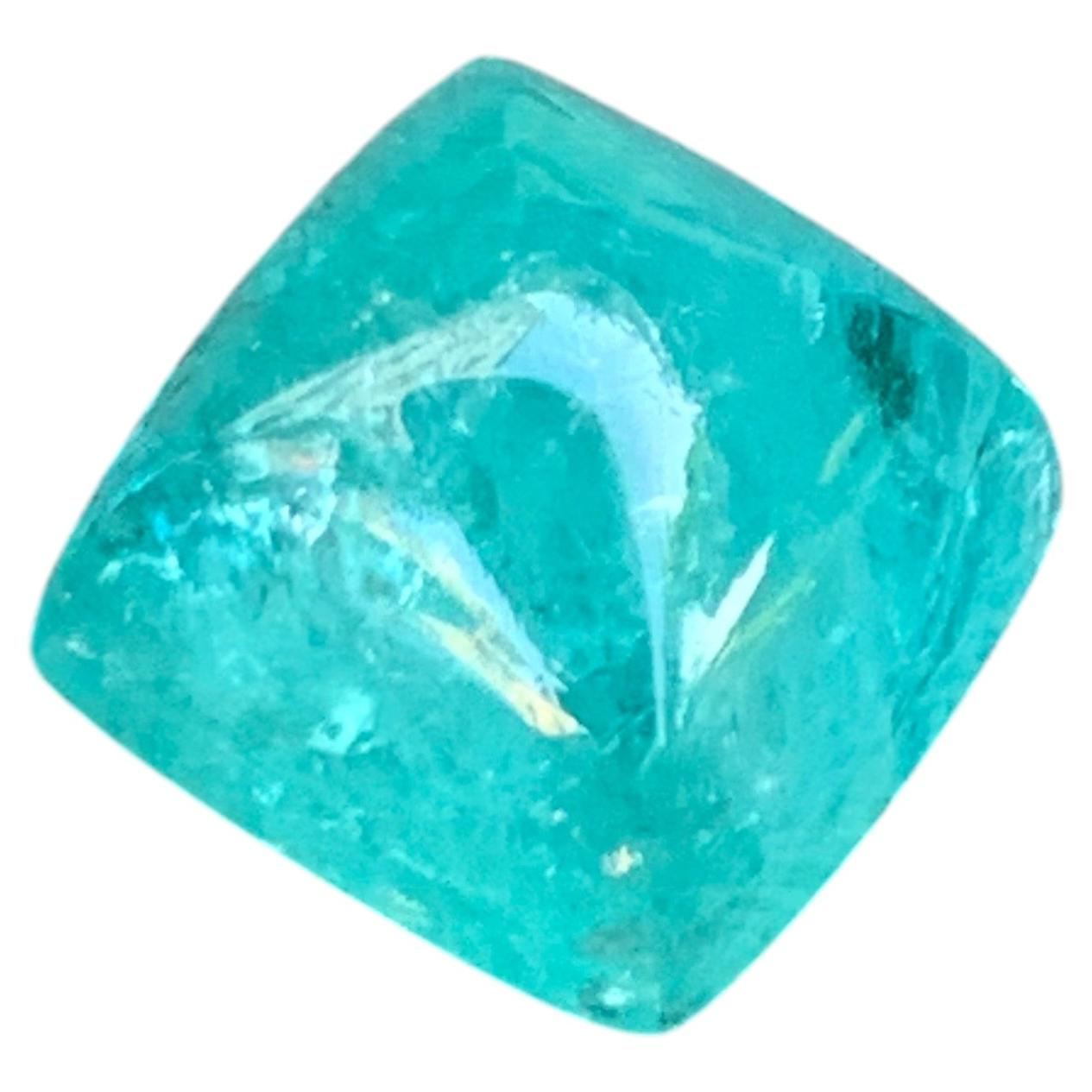Teal Blue Tourmaline Sugarloaf Cabochon Gem Reminiscent of Fine Paraiba Color