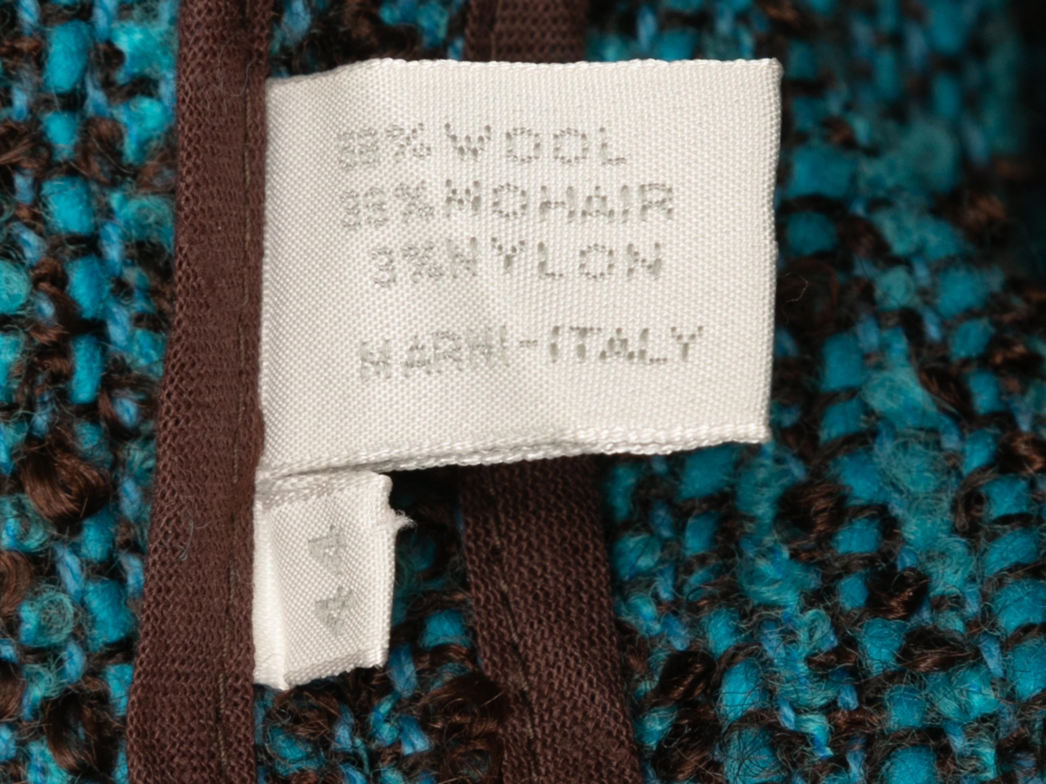 Teal & Brown Marni Wool & Mohair-Blend Jacket Size IT 44 In Good Condition For Sale In New York, NY