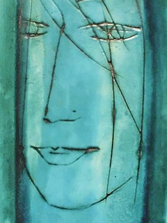 Tealfarbenes keramiktablett von Pirjo Nylander