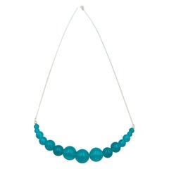Teal Chalcedony Graduated Sweetie Necklace in Yellow Gold