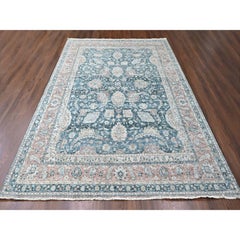 Tappeto in lana Tabriz anticato con design invecchiato, annodato a mano, 9'x11'10".