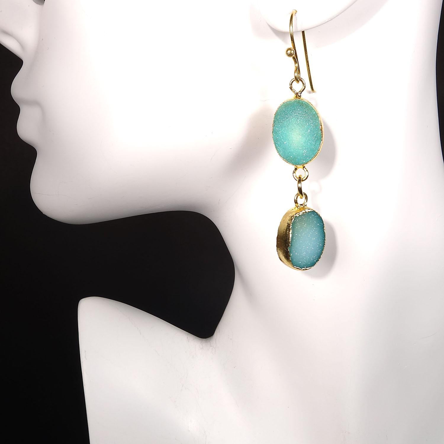 teal color earrings