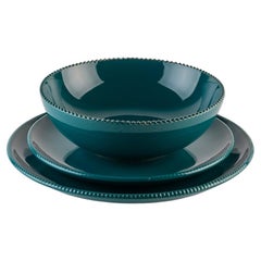 Piatti merlati color verde acqua: Zuppa, portaoggetti, piatto laterale per 4 persone. Realizzati a mano in Italia 2024