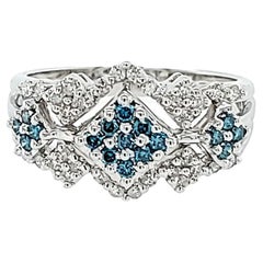 Teal Diamond Cluster Ring