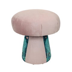 Teal Emma Shipley Velvet Soft Pink Velvet Mushroom Ottoman