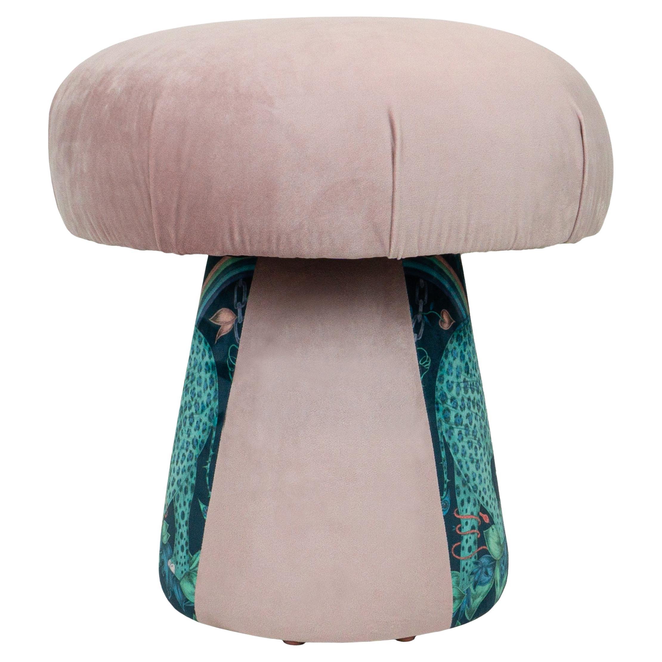 Teal Emma Shipley Velvet Soft Pink Velvet Mushroom Ottoman