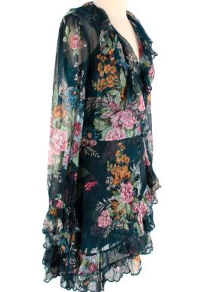 Trinity Wrap Dress in Teal Vintage Vining Floral