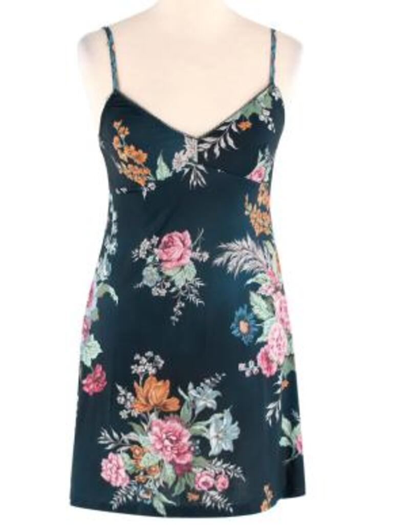 Teal Floral Chiffon Wrap Dress with Slip In Excellent Condition For Sale In London, GB