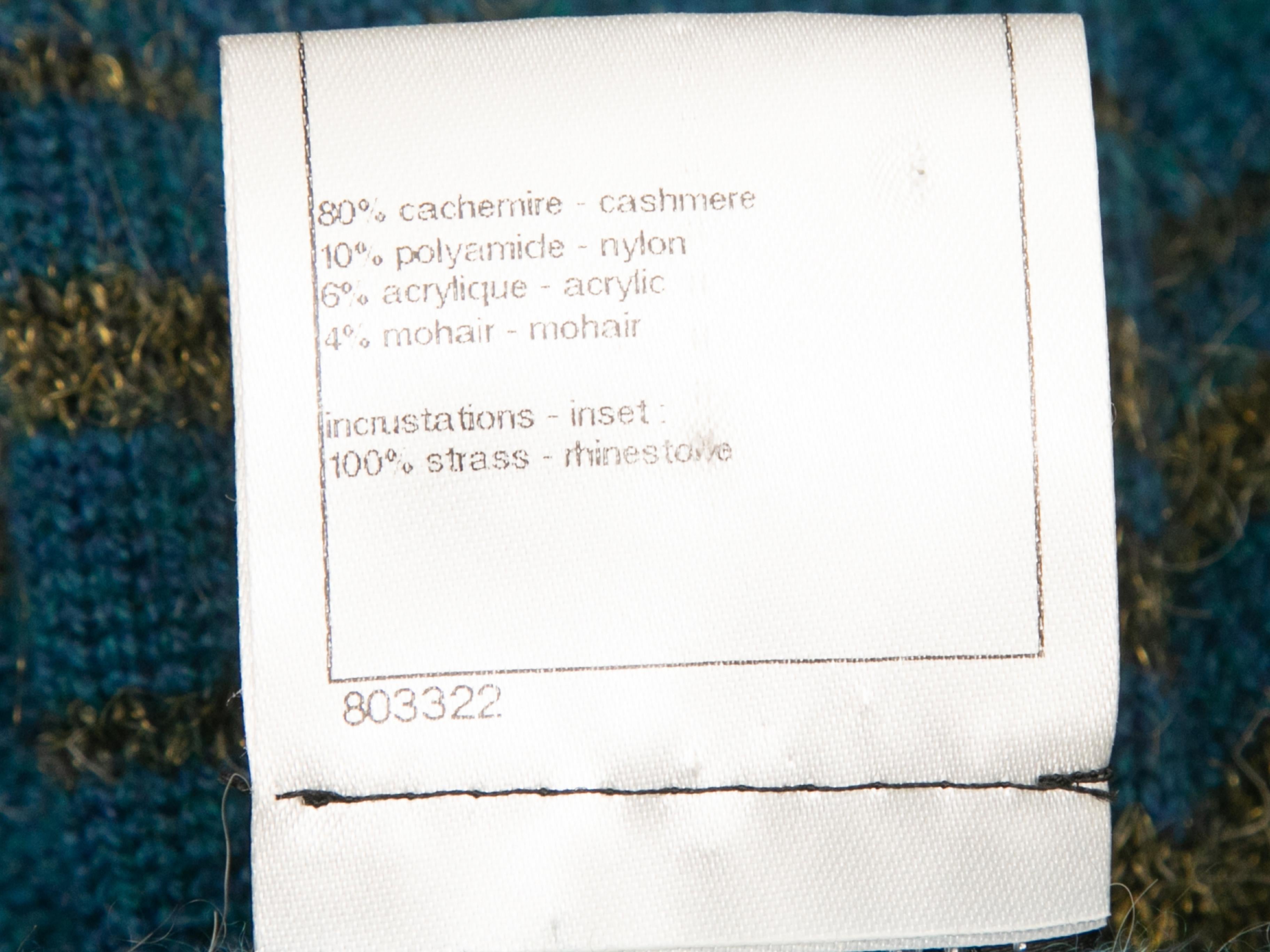 Teal & Gold Chanel Cashmere Knit Sweater Dress Size FR 46 For Sale 1