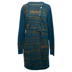 Teal & Gold Chanel Cashmere Knit Sweater Dress Size FR 46