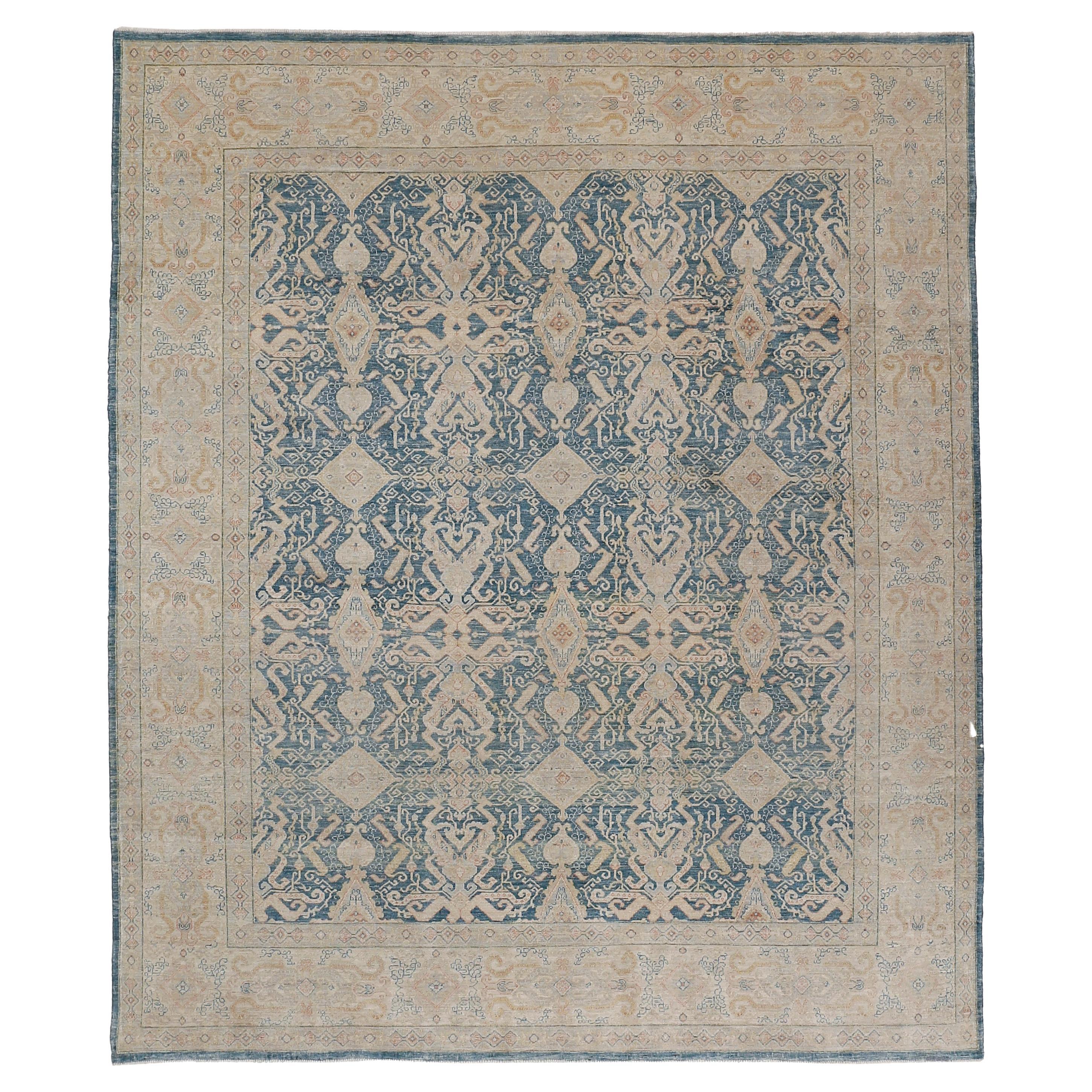 Teal Green Botanical Design Lucca Rug by Alberto Levi Gallery