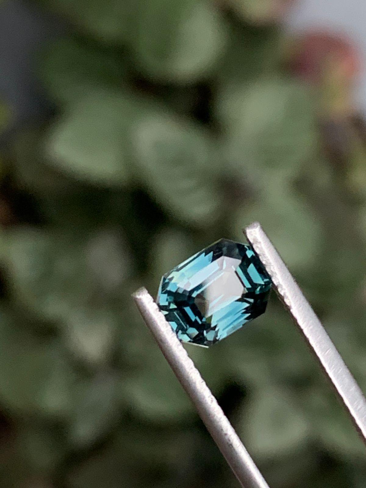 Sapphire 
Fancy Color 
No heating 
Natural 
Vivid color 
Octagonal step cut 
Transparent 
Perfect for ring 
Beautiful Teal / Green color 
Comes with a certificate
Comes with an an appraisal 
