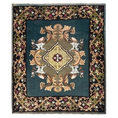Alfombra Kilim Verde Teal Alfombra tejida a mano Alfombra oriental Moldava