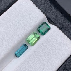 Teal Green, Lime Green & Vibrant Blue Natural Tourmaline Loose Gemstones 1.90 Ct