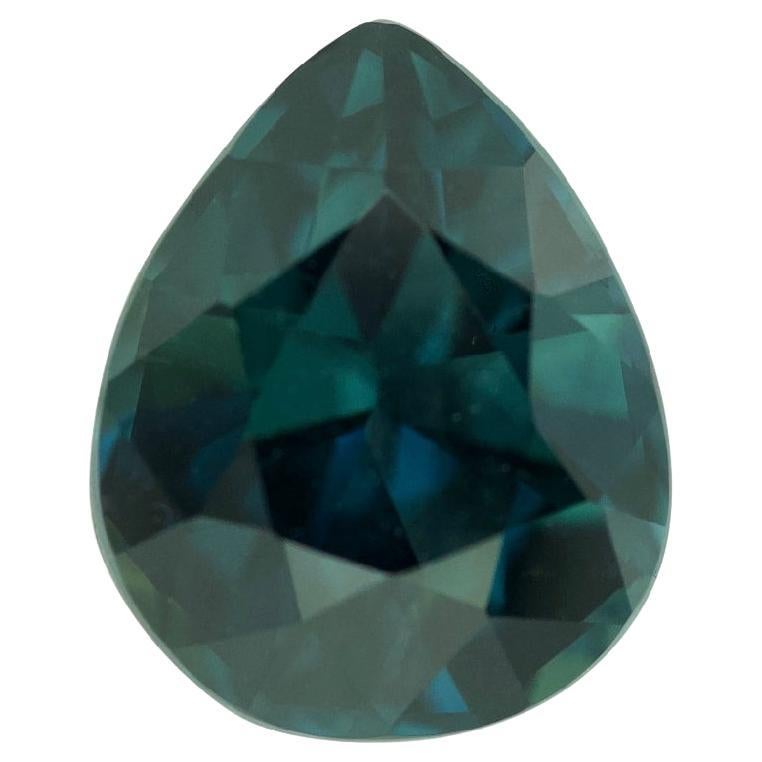 Teal Green Sapphire 3.05 Ct Pear Natural Unheated, Loose Gemstone