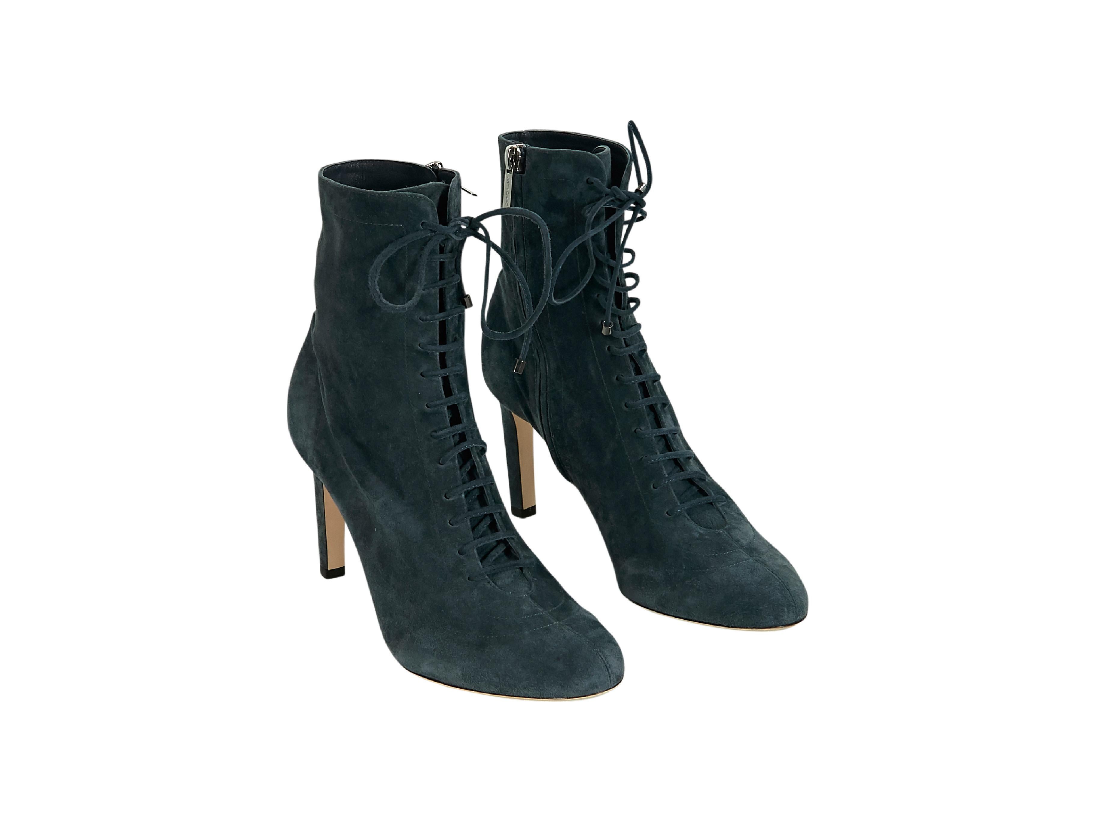Black Teal Jimmy Choo Suede Ankle Boots