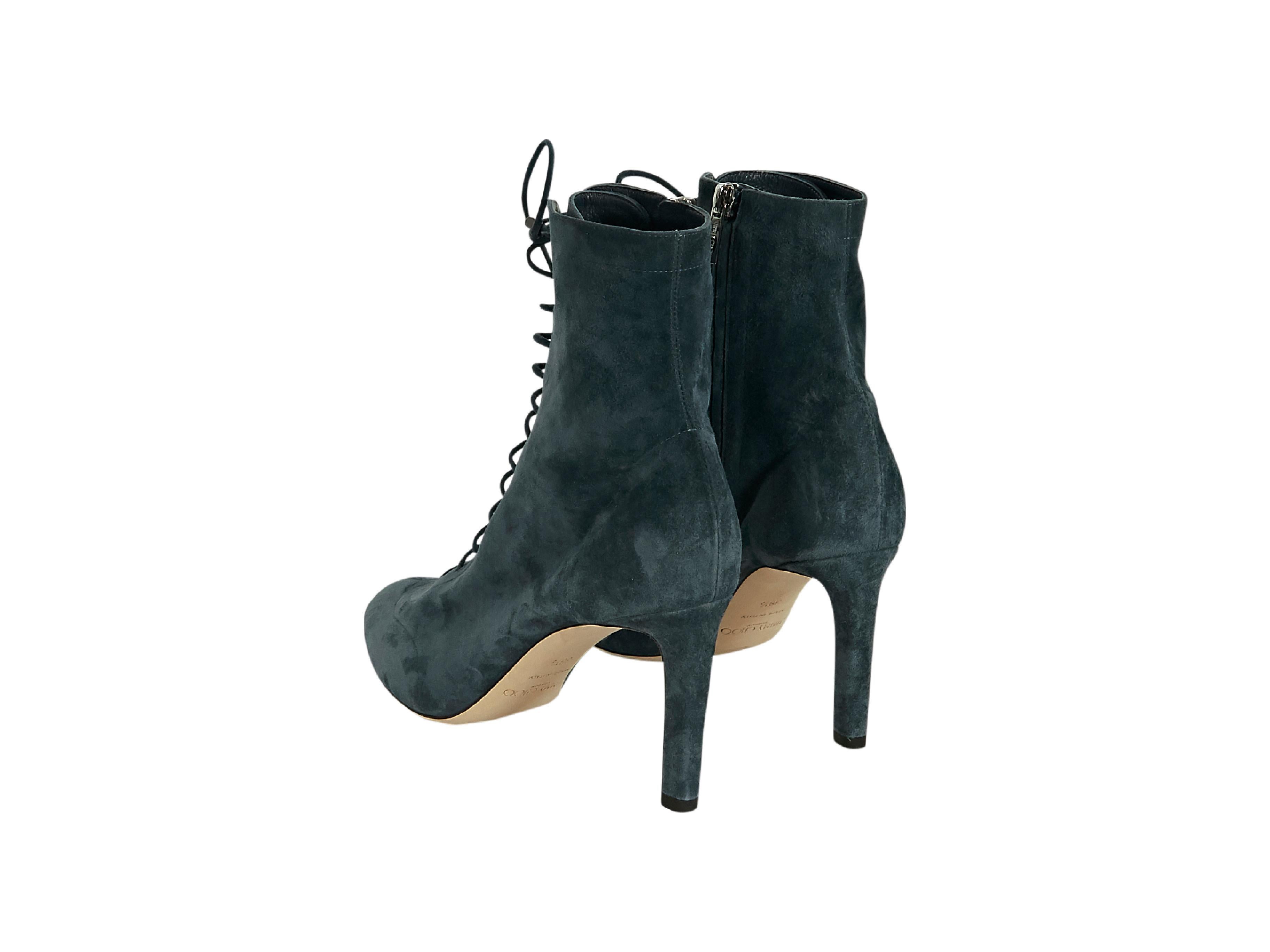 Teal Jimmy Choo Suede Ankle Boots In Excellent Condition In New York, NY