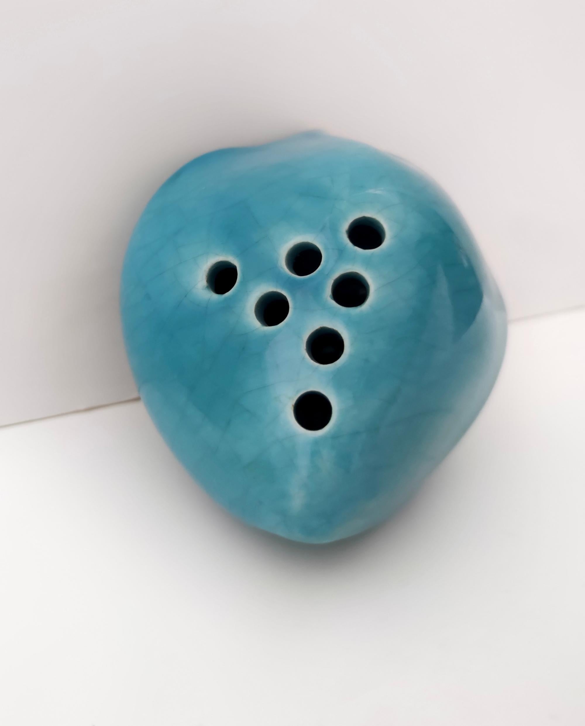 Teal-Lackierte Tulpenvase aus Keramik von Giacomo Onestini für Ernestine Salerno im Angebot 4