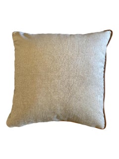 Teal Linen Feather Pillow with Saddle Leather Welt and Velvet Back