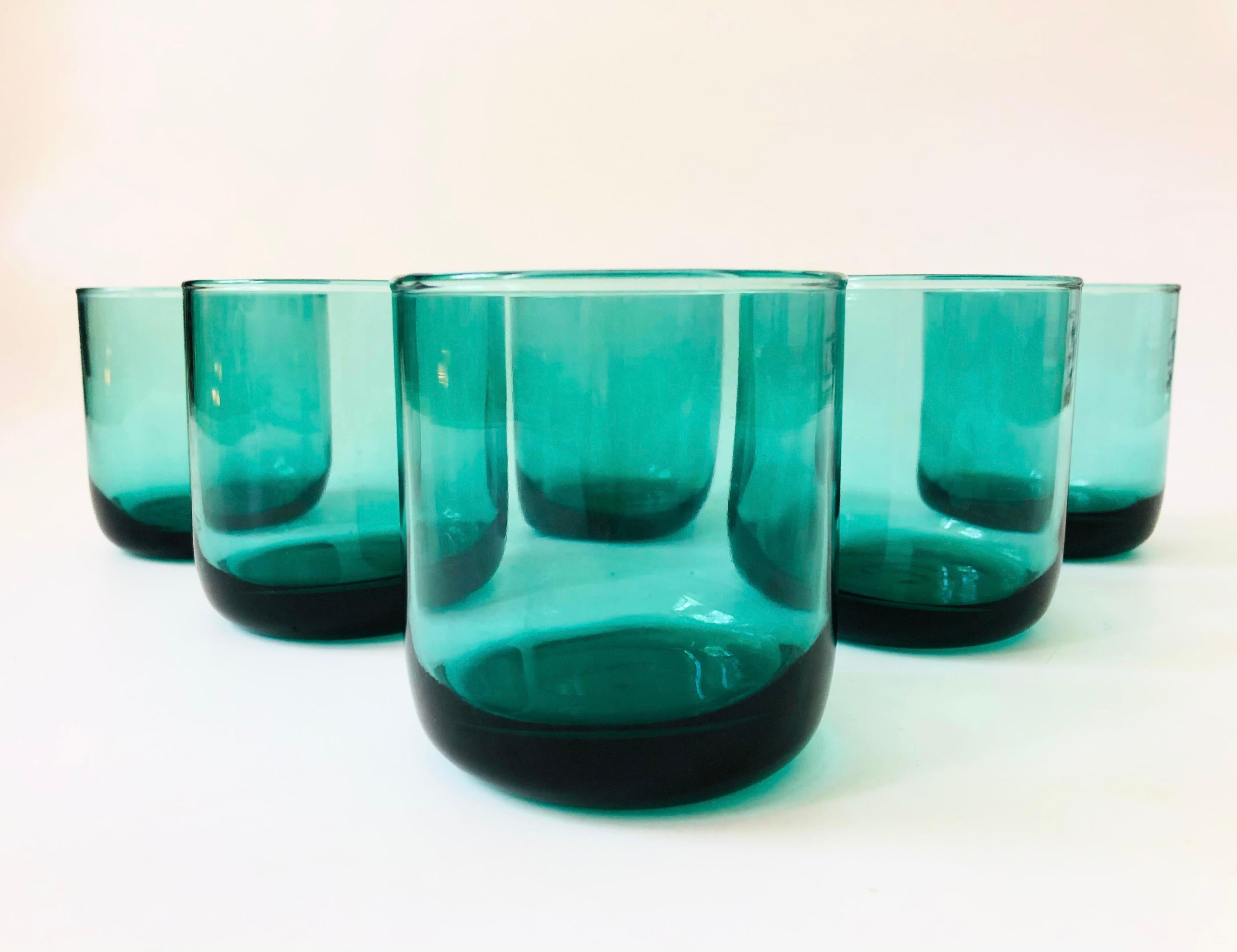 Post-Modern Teal Lowball Tumblers - Set of 6