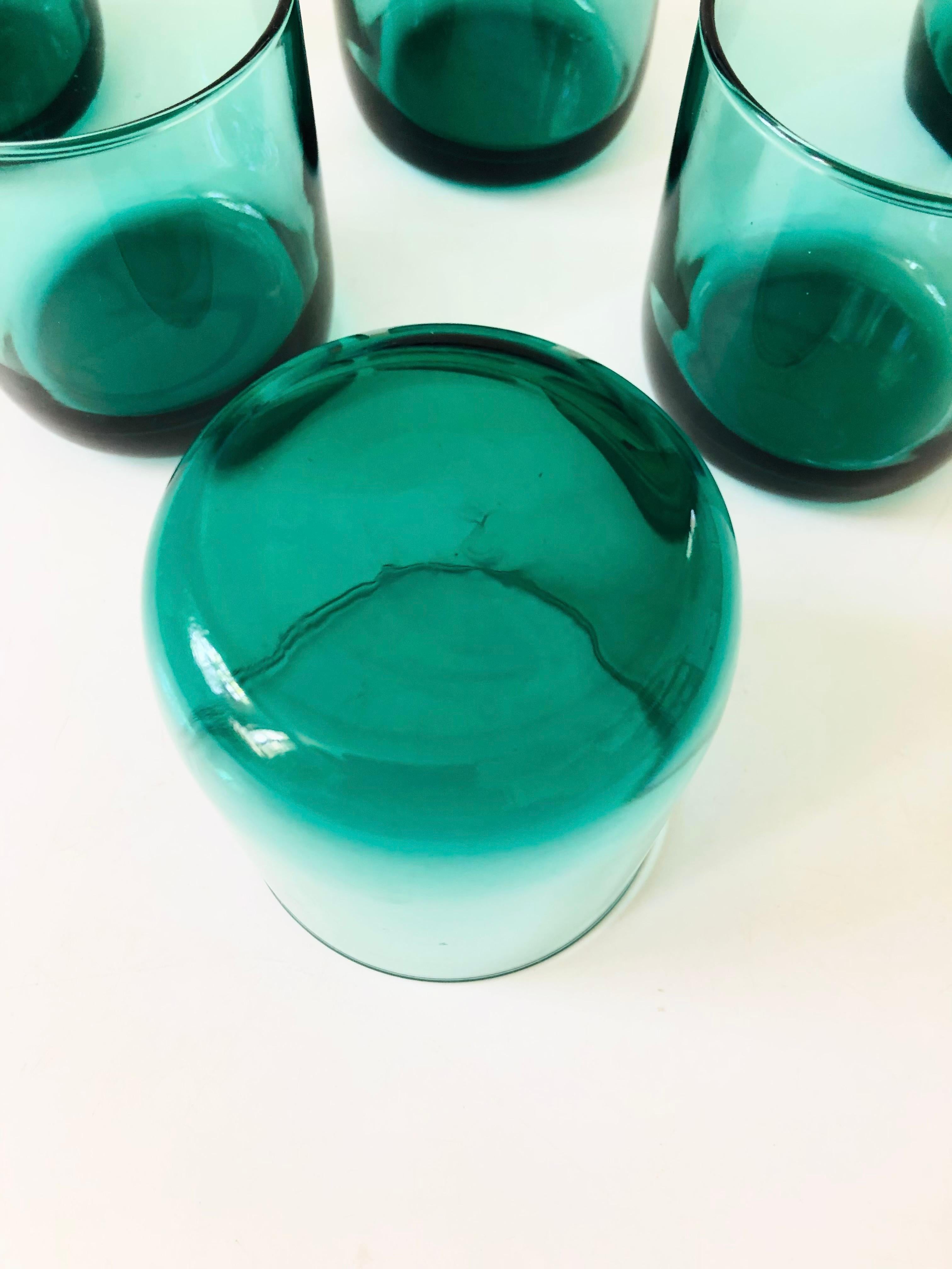 Teal Lowball Tumblers - Set of 6 In Good Condition In Vallejo, CA
