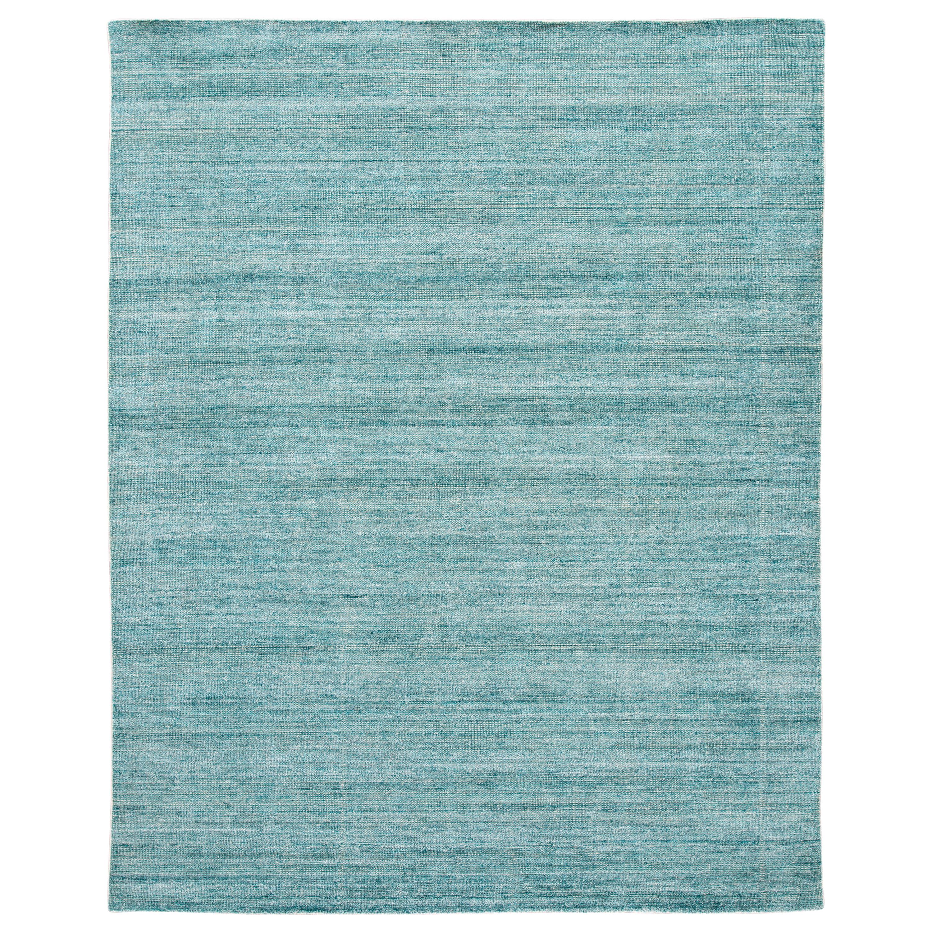 Tappeto Apadana Teal Modern Bamboo/Silk Boho fatto a mano