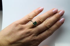 Teal Moissanite solitaire ring 14KT gold engagement ring