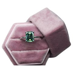 Teal Moissanit Solitär Ring 14KT Gold Verlobungsring