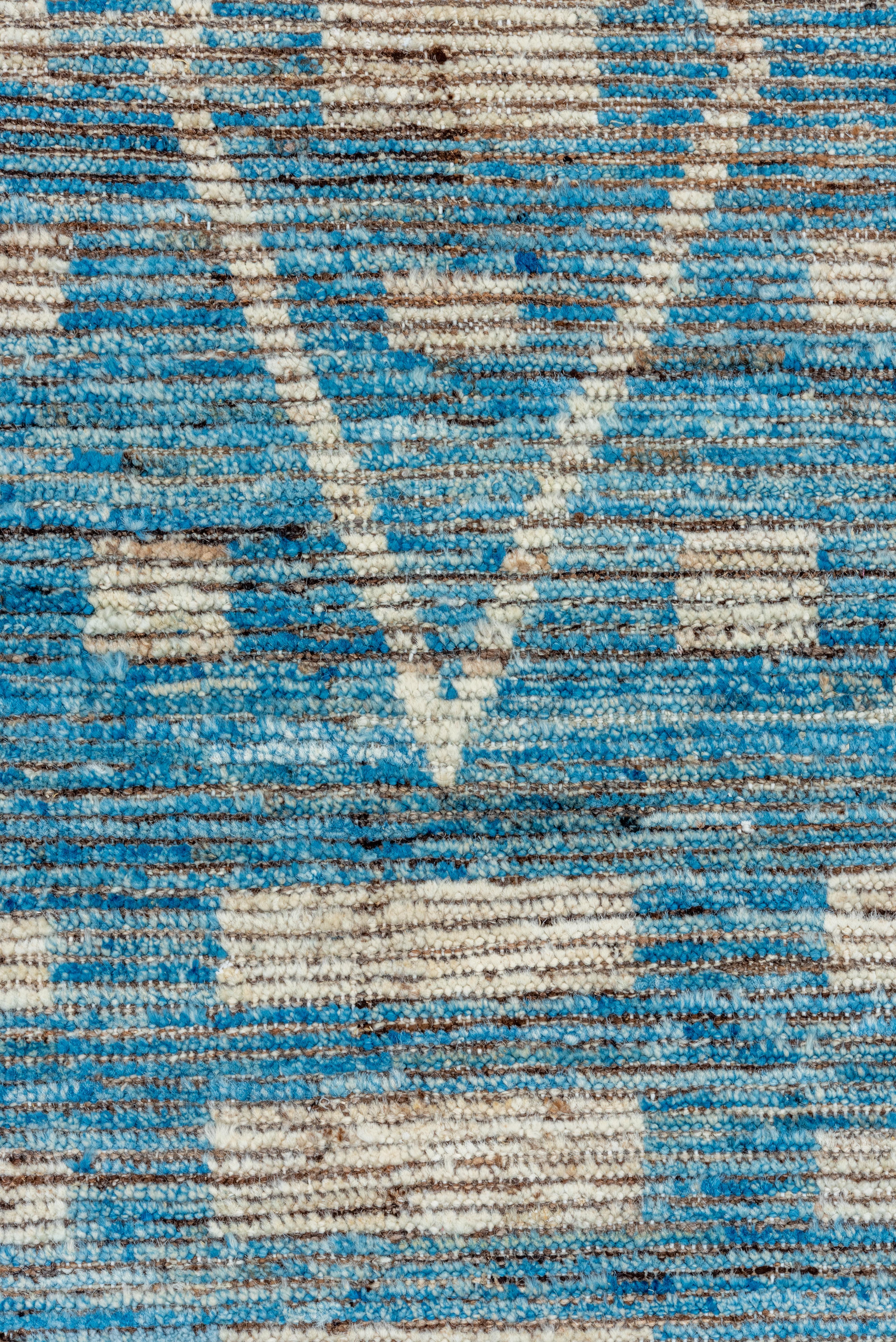Wool Teal Moroccan Village Carpet  For Sale