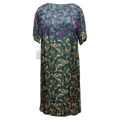 Teal & Multicolor Dries van Noten Verschönertes Bedrucktes Kleid Größe EU 40