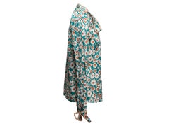 Teal & Multicolor Gucci Floral Print Pussy Bow Blouse Size IT 42
