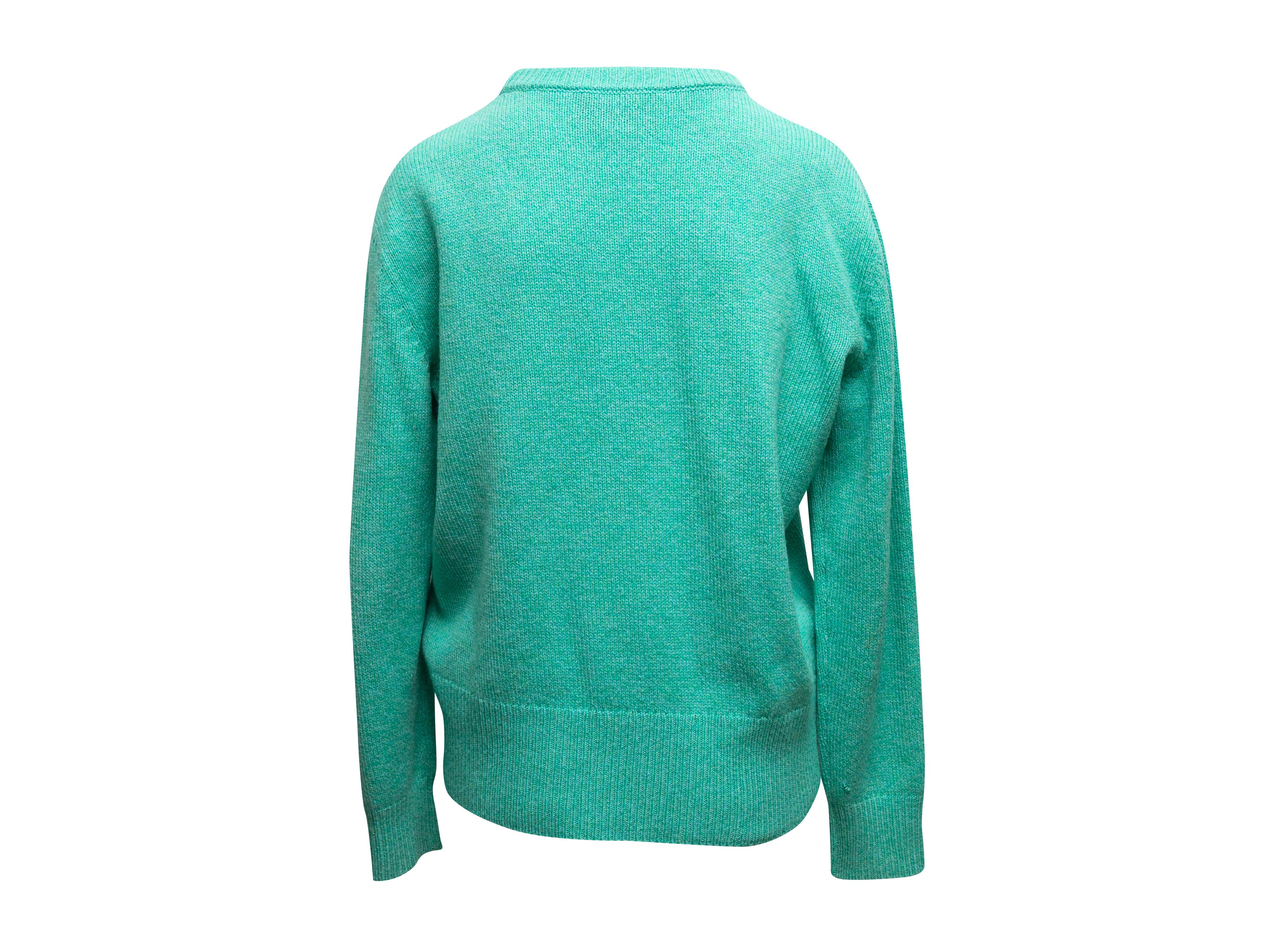 Women's Teal & Multicolor Gucci Wool Deer Motif Sweater Size US L
