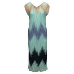 Teal & Multicolor M Missoni Laufsteg 2019 Maxikleid Größe IT 40