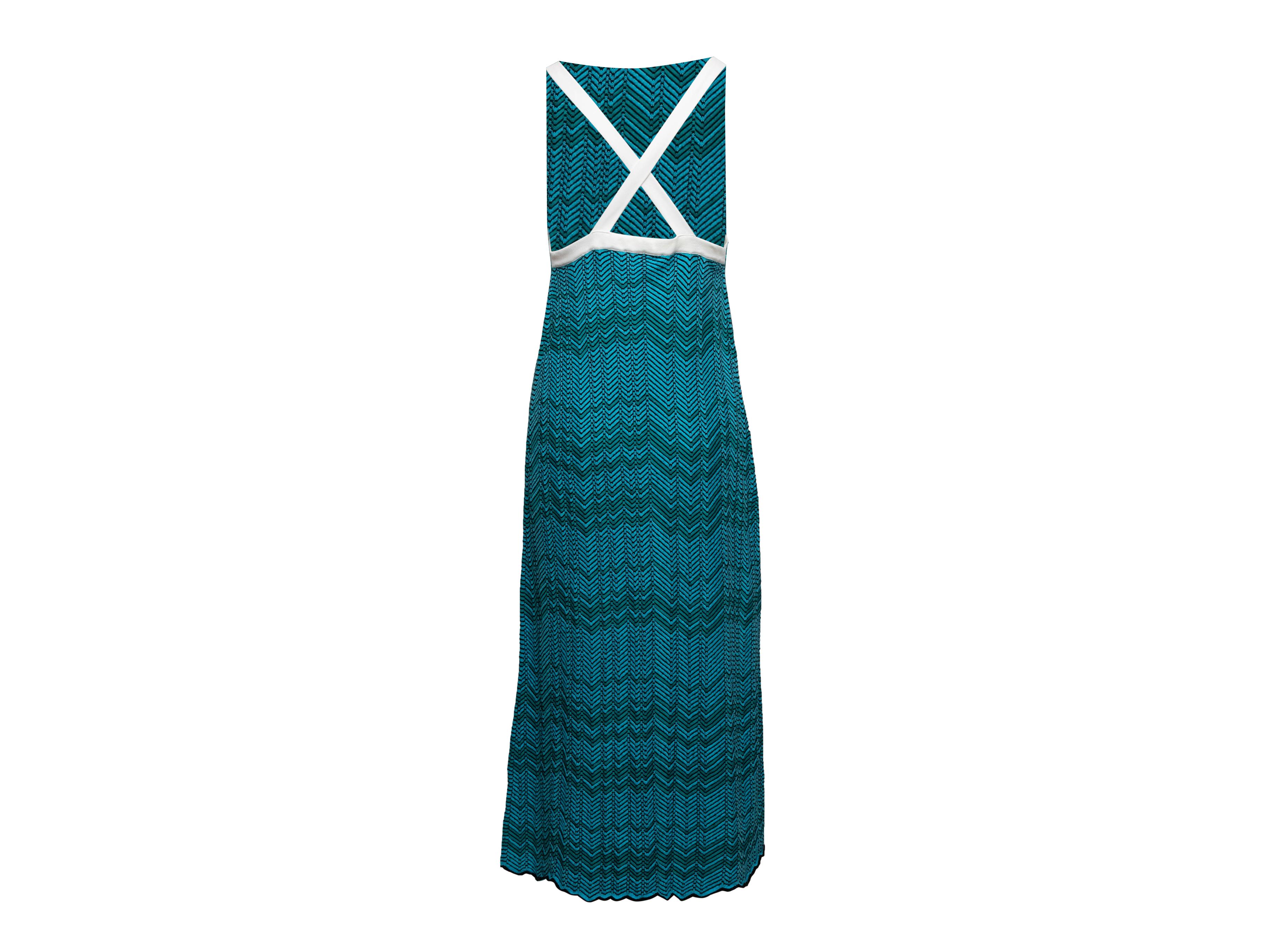 Teal & Multicolor Wales Bonner Virgin Wool-Blend Knit Dress Size US L In Good Condition In New York, NY