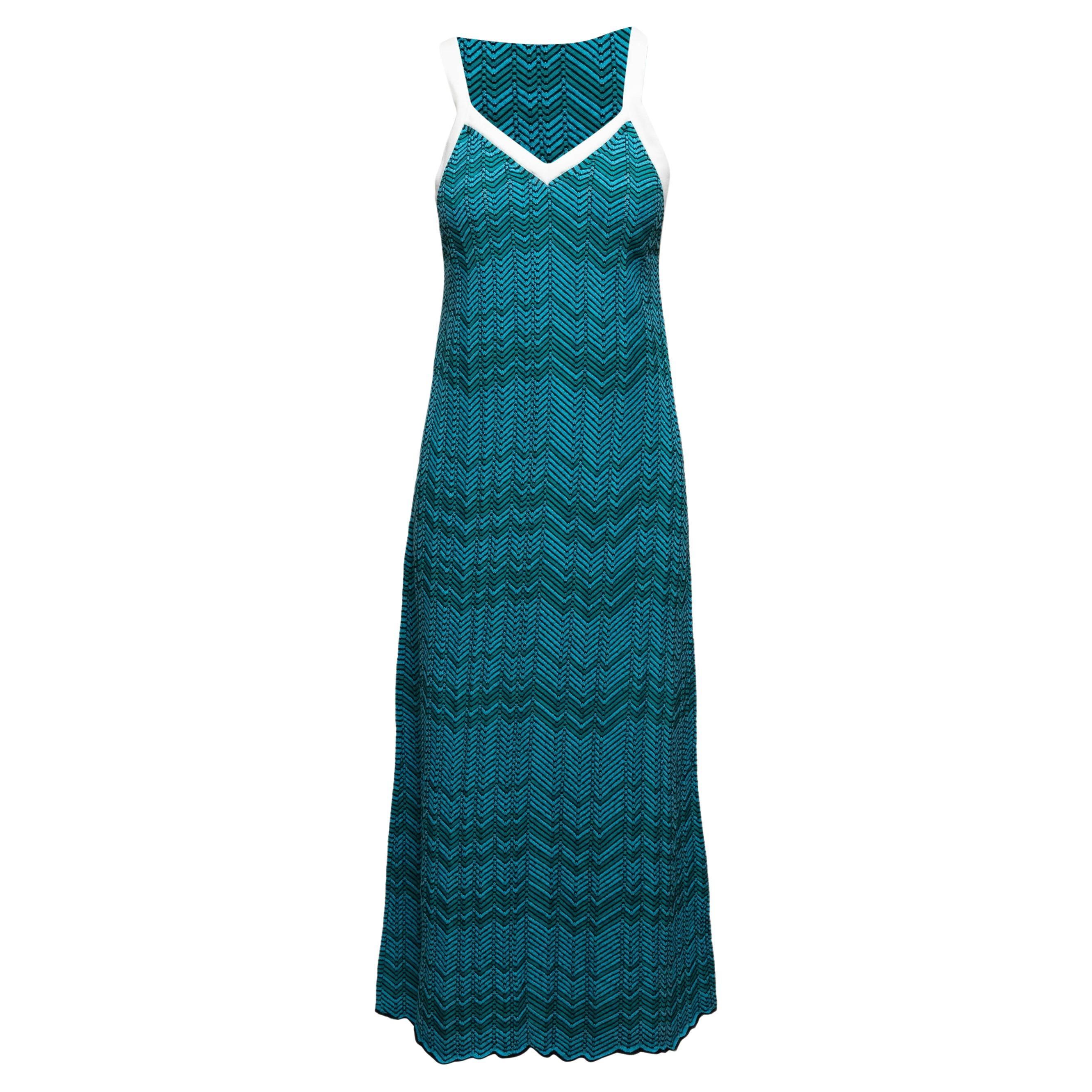 Teal & Multicolor Wales Bonner Virgin Wool-Blend Knit Dress Size US L