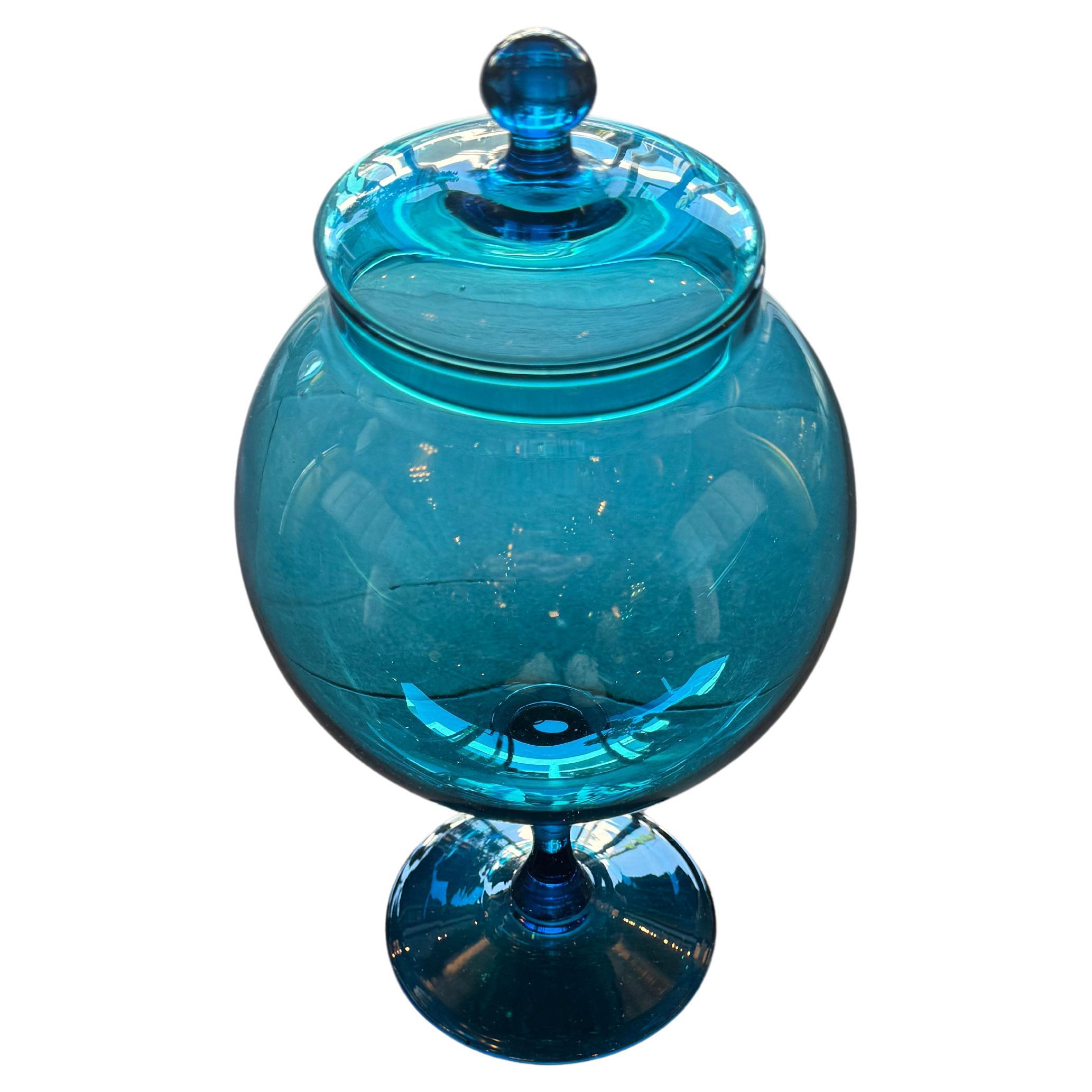 Indian Teal Murano Glass Globe For Sale