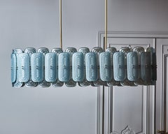 Teal Murano Glass Long Chandelier