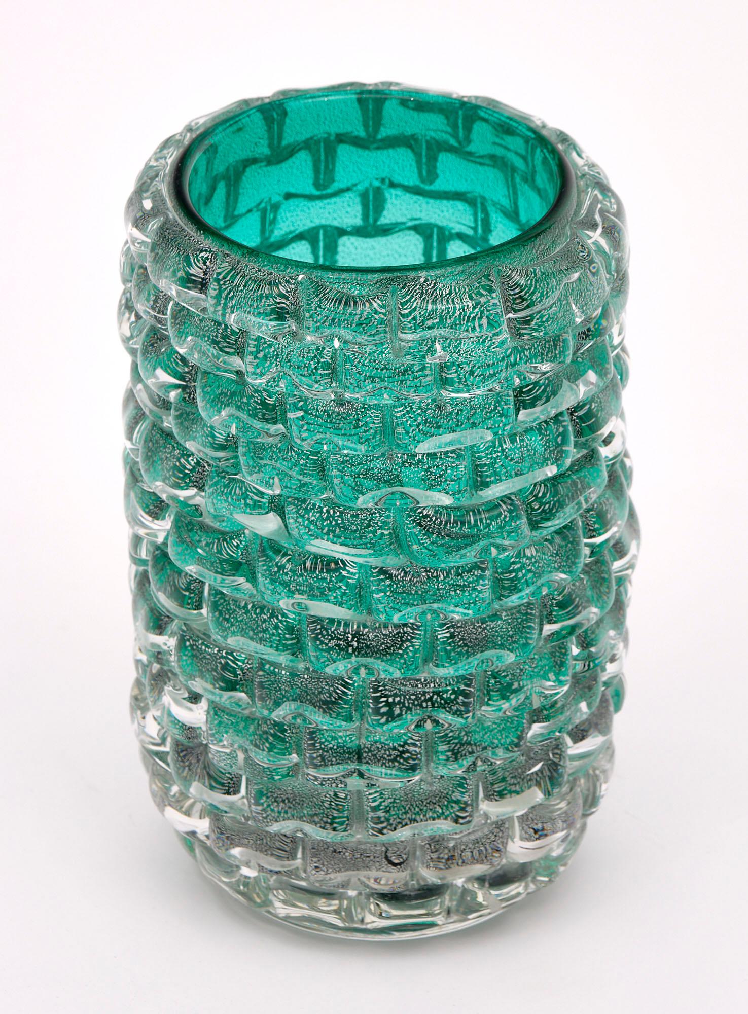 Vase from the island of Murano made of hand-blown glass in the “belle soffiate” technique.